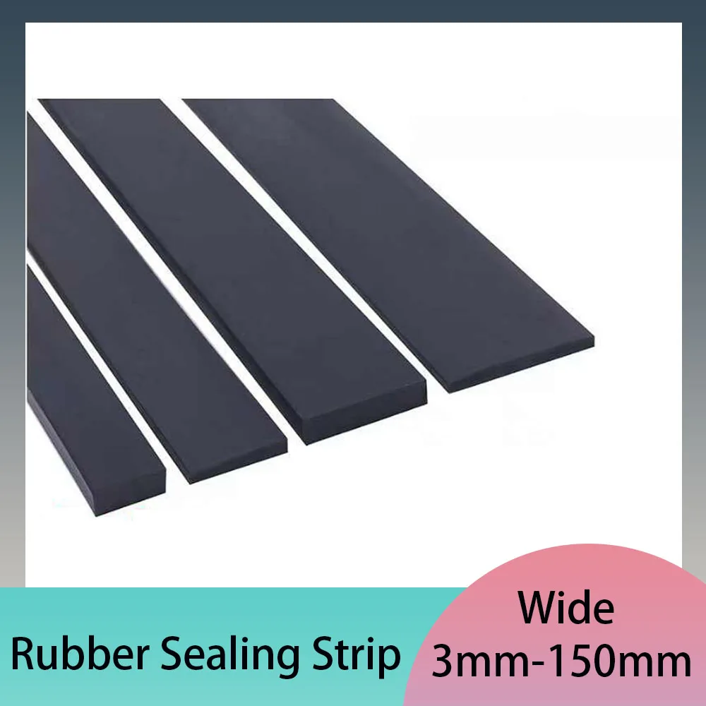 1/5M Nitrile Rubber Solid Sealing Strip Rectangular Flat Square Rubber Strip Door And Window Shock-Absorbing Sealing Strip