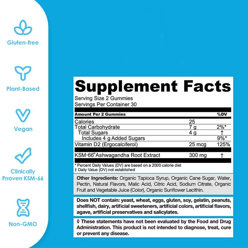 1 Bottle Ashwagandha Indian Ginseng Non Genetically Modified Helps Improve Memory And Sleep Mood