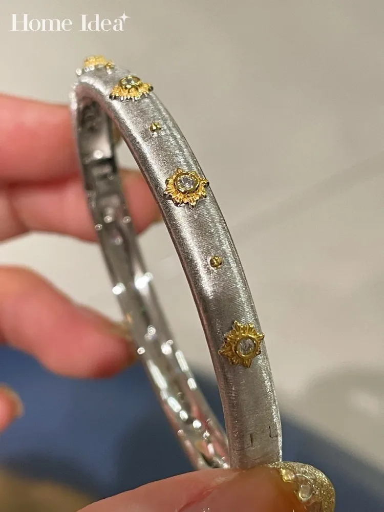 

Ladies Designer 925 Sterling Silver Handmade Wire Drawing Bracelet Fashion Womens Elegant Birthday Gift Jewelry Cuff Bracelets