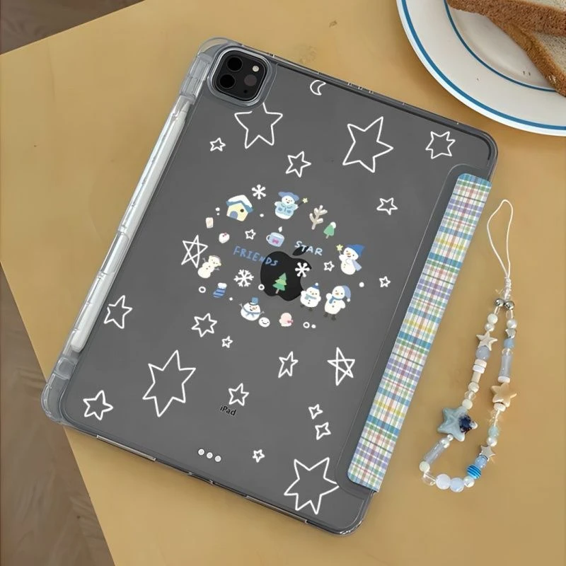 Ins Snowflakes Star Tablet Case For iPad Pro 11 12.9 13 A16 M2 M4 M3 M5 Shell 8.3 9.7 10.2 5/6/7/8/9/10/11th Air 3 4 5 6 7 Cover