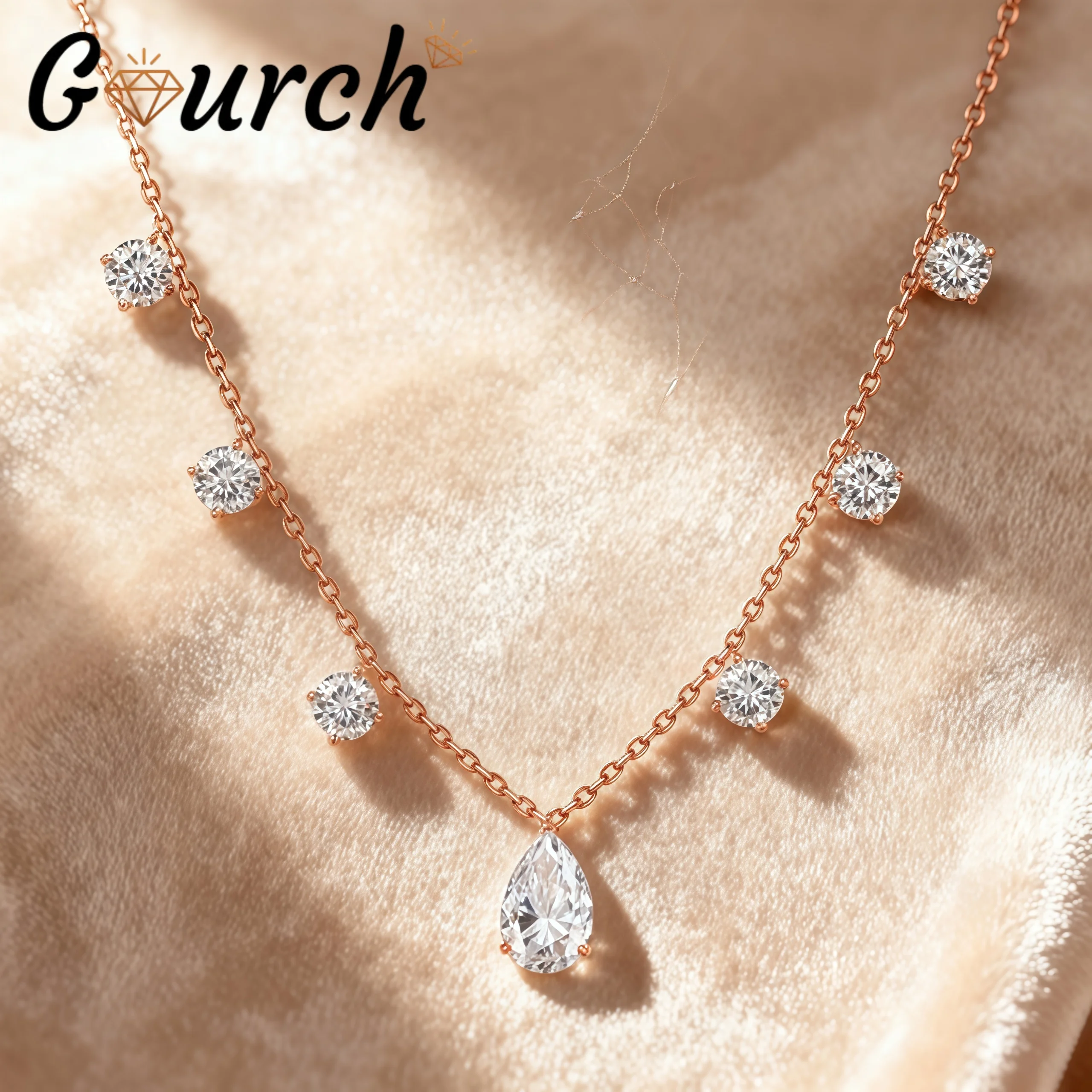 

Ожерелье с муассанитом Gourch 2/3 карата D, стерлинговое серебро S925, позолоченные ювелирные изделия, подарки для женщин, элегантный юбилей