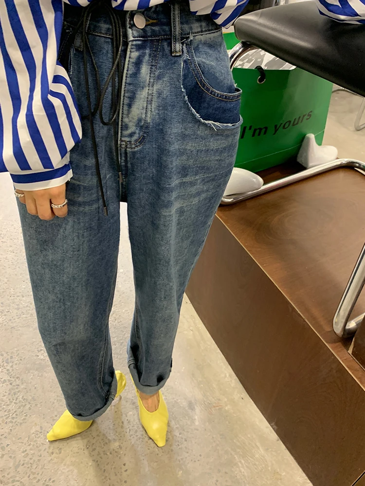 

High Waist Wide Leg Jeans Women's Design Sensation Small Cro Straight Leg Denim Pants Autumn Season Faionable plus Size