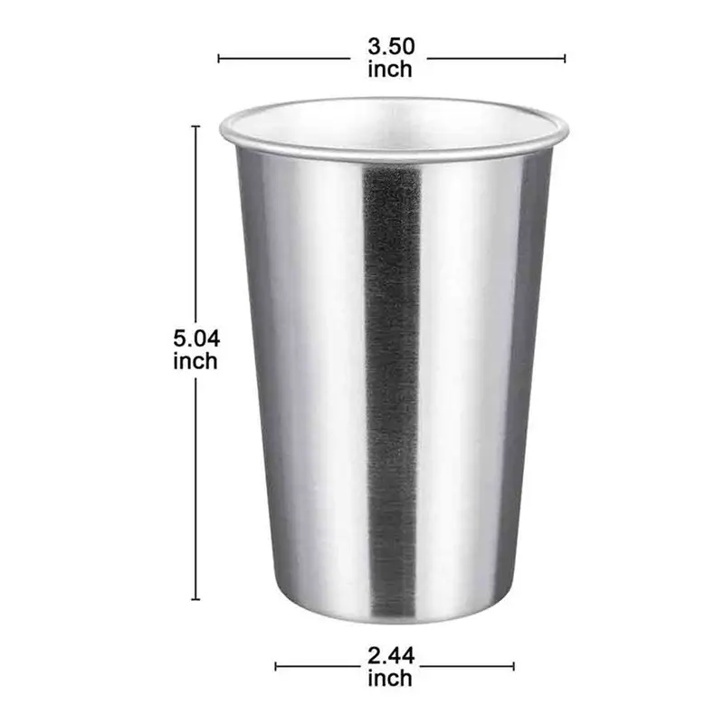 

AB13-Premium Stainless Steel Cups 16 Oz Pint Cup Tumbler (16 Pack) - Stackable Durable Cup