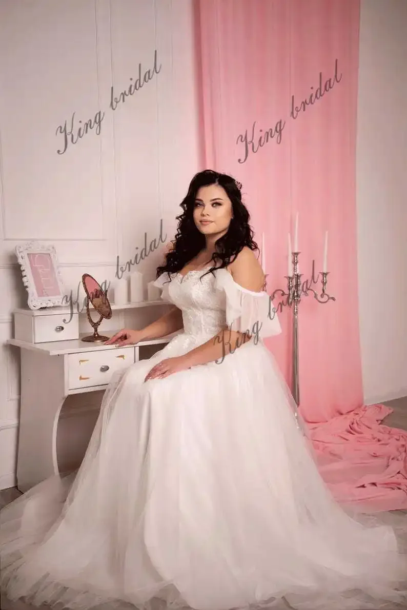 2025, Braut, Elfenbein, Tüll, A-Linie, Boho-Hochzeitskleid, modernes Korsett, Braut-Ballkleid, individuelle, einzigartige Strandhochzeitskleider für Frauen