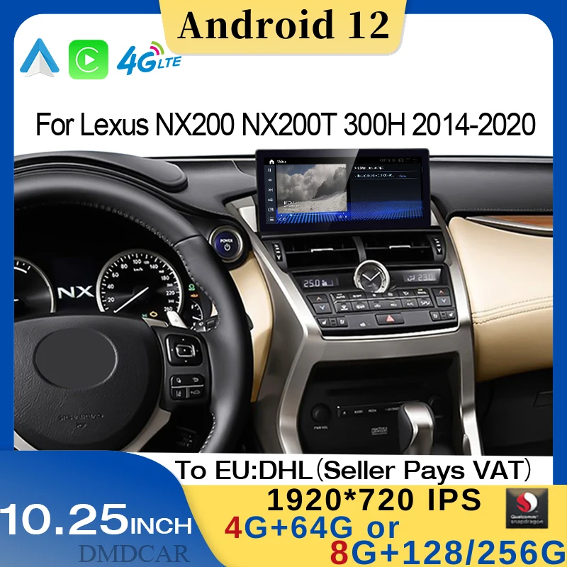 

Qualcomm Android 12 8+128GB Multimedia Player For Lexus NX NX200 NX200T 300h 2014-2020 CarPlay Autoradio Stereo Car Radio GPS 4G