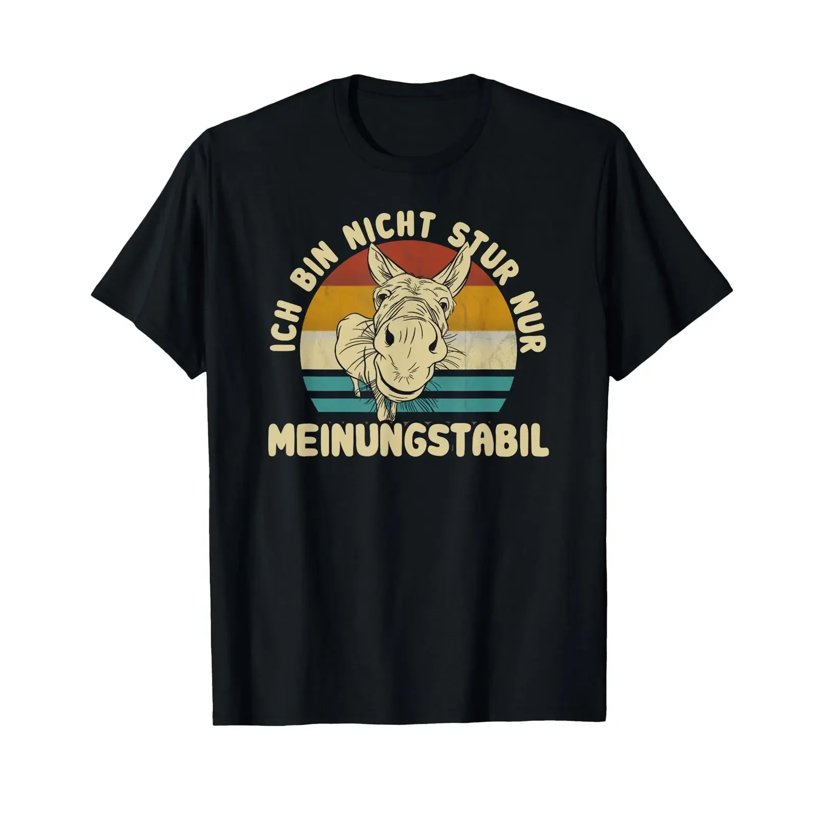 Vintage Retro Sunset Funny Donkey T Shirt I'm Not Stubborn Just Opinionated German Quote Casual Black vintage Washed Breathable
