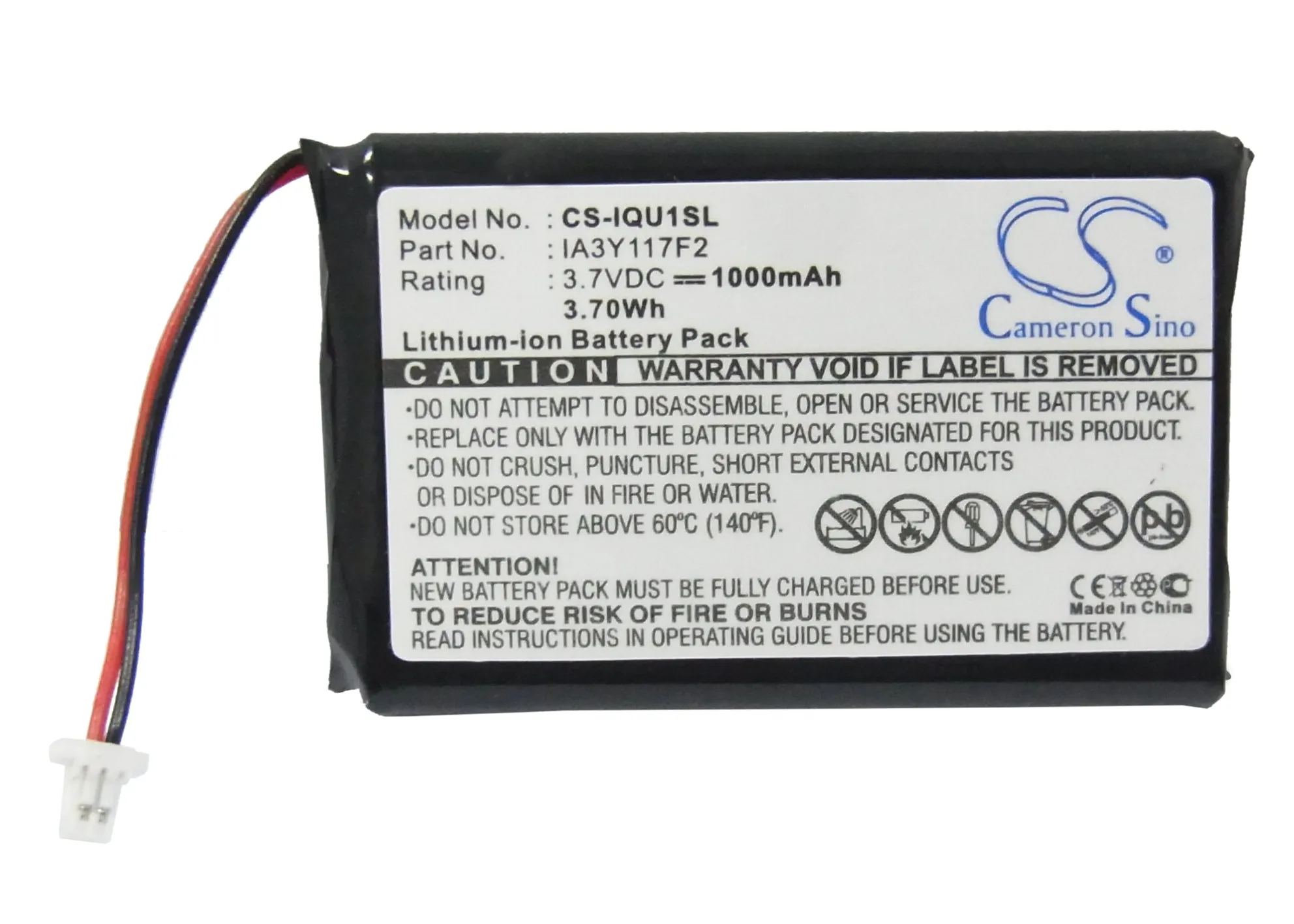 CS Replacement Battery for Garmin Quest PN:IA3Y117F2 1000mAh / 3.7Wh