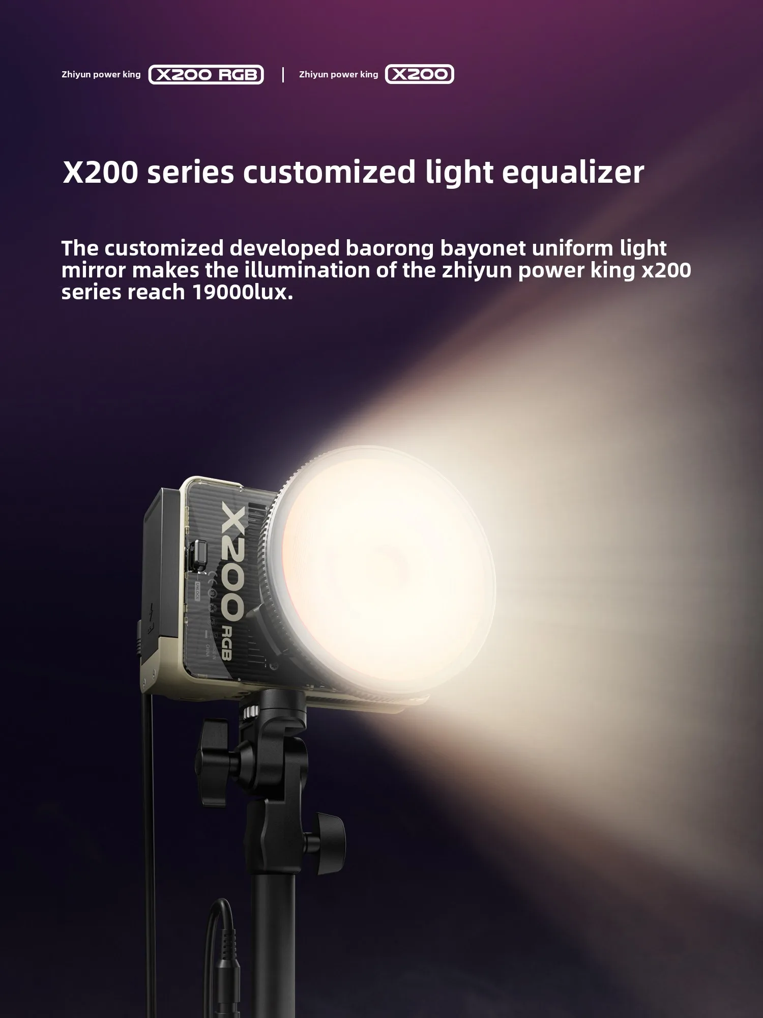 X200/X200 RGB 200W Bi-color/RGB Live Streaming Fill Light for Camera & Photography Portable Outdoor/Indoor Use