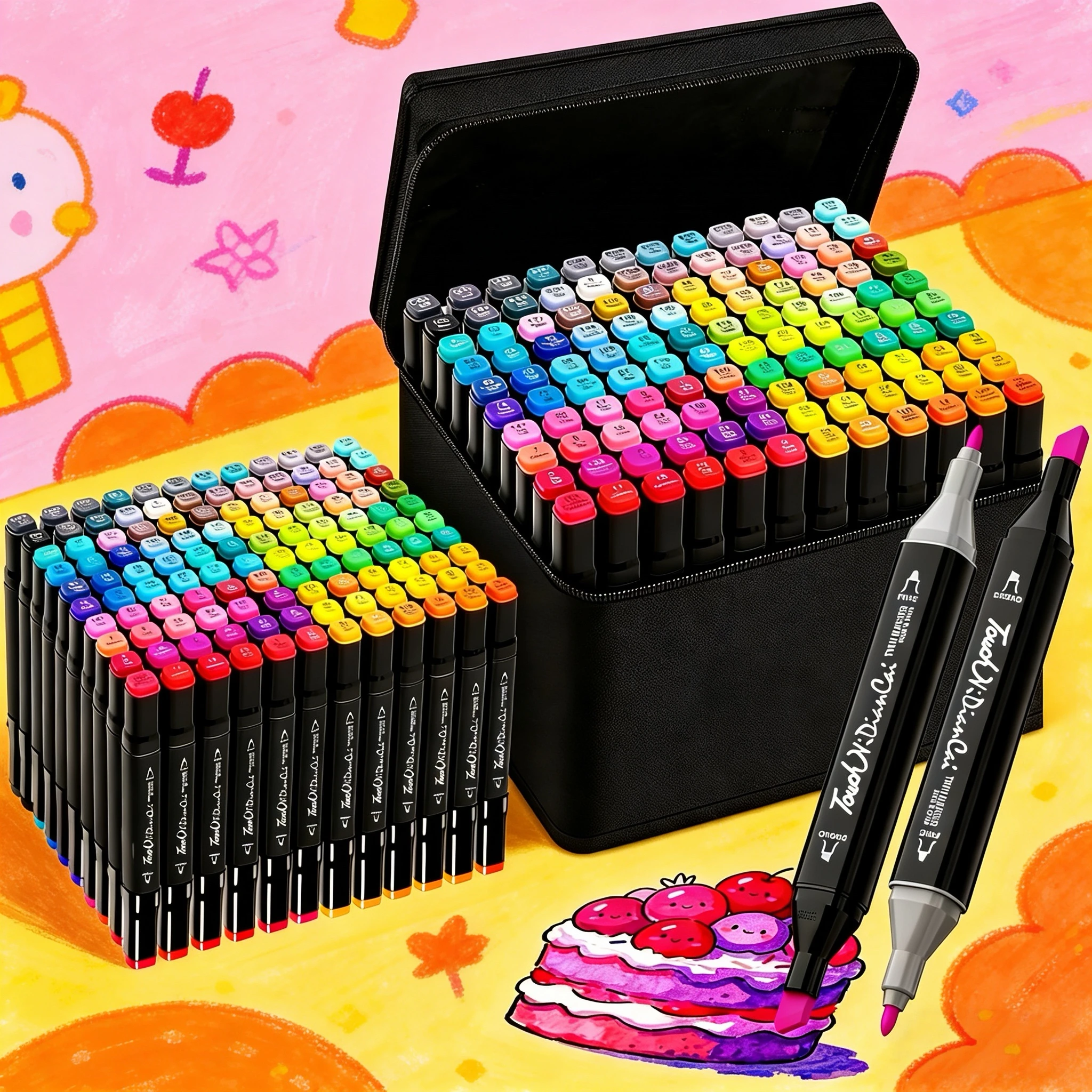 

168 Colors Double-Ended Black Marker Oil-Based Watercolor Set for Children's Art