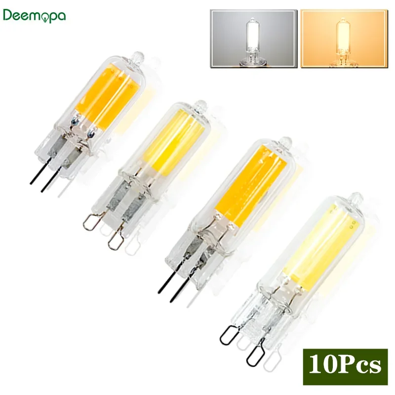 Halogênio LED Candle Lights, G4, G9, COB Lâmpada, 6W, 9W, 220V AC, 230V, 240V, Substituir 30W, 40W, Lustre, Spotlight, 10pcs por lote