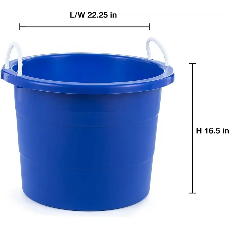 19 Gallon Rope Handle Tub, 2-, Heavy-Duty Organization and Easy-Access Storage Tub, Multi-Purpose, Made with Rugged Plastic,