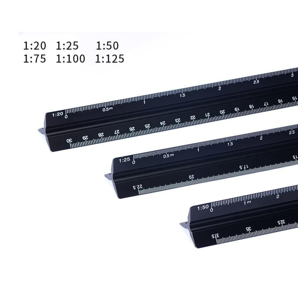 abri-建築用定規-30cm-アルミ製三角定規-各種スケール-1-20、1-25、1-50、1-75、1-100、1-125-建築家向け