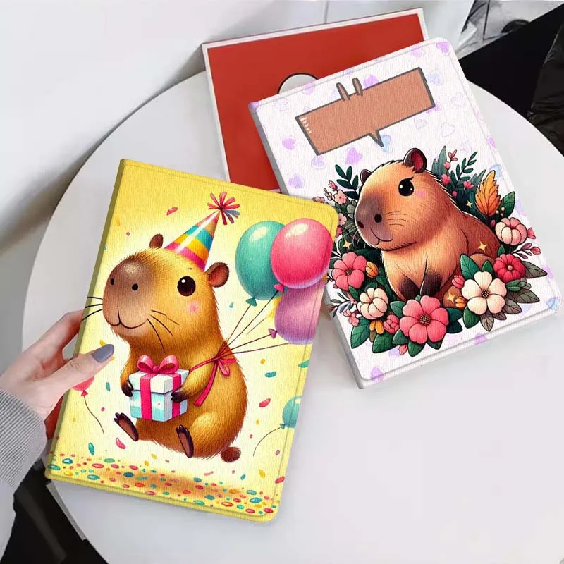 

Cute Capybara Flower Frame For Xiaomi Mi Pad Mini 4 5 6 7 SE Pro Plus Redmi Pad 2 SE 2025 8.8 11 Foldable Tablet Case Gift