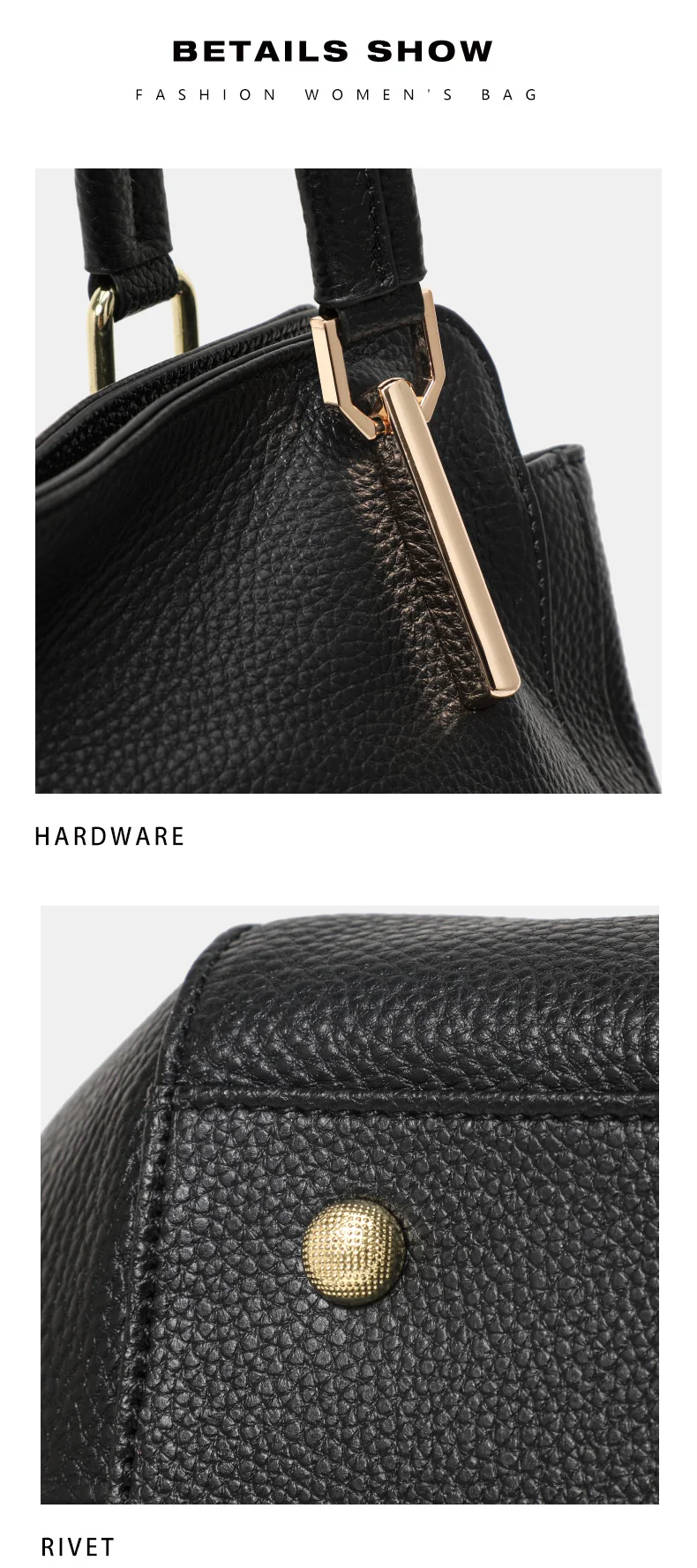 Aidrani Damen-Tragetasche aus echtem Leder, einfarbig, große Handtasche aus Rindsleder, lässige Umhängetasche – Detail 11