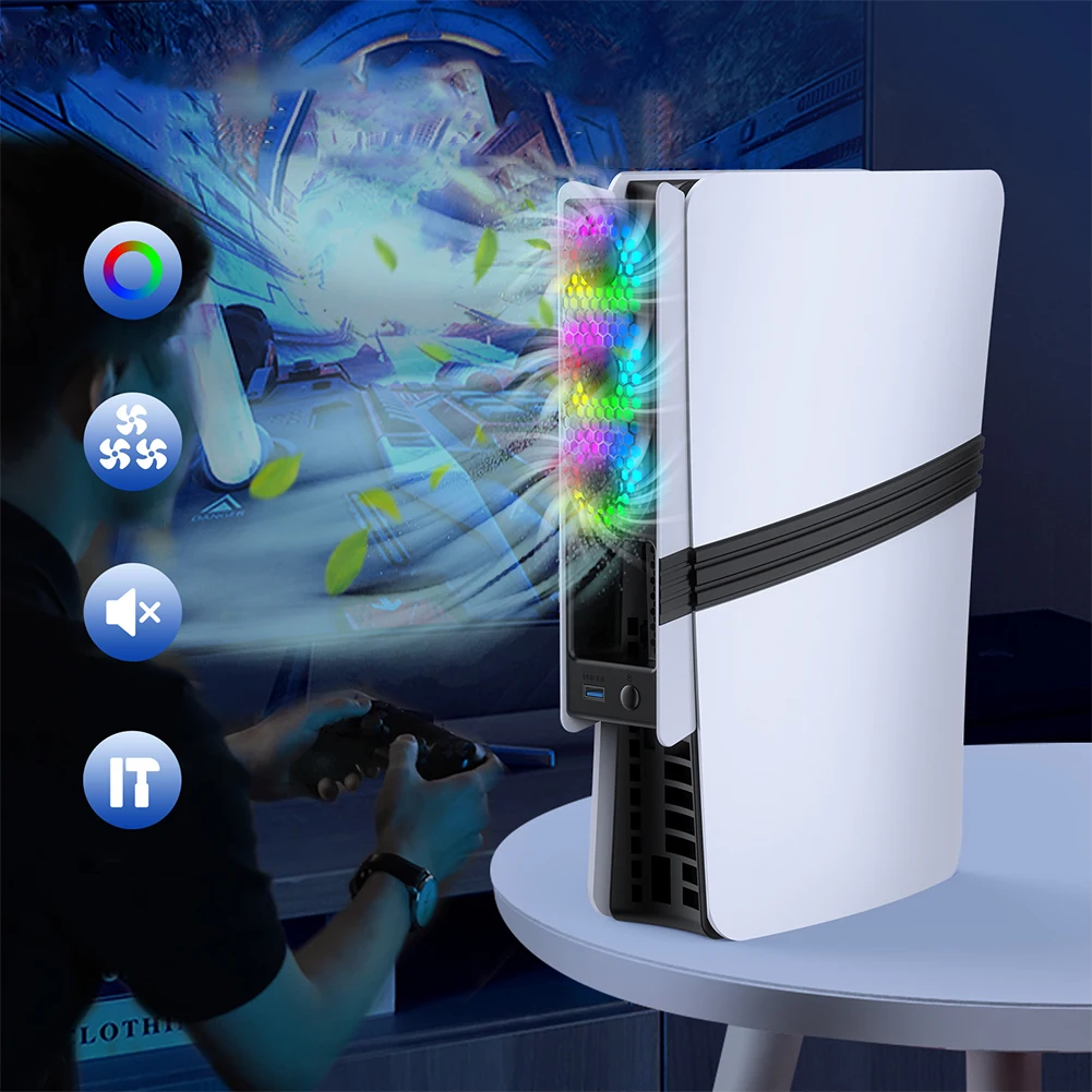 ل PS5 Pro/PS5 مروحة تبريد رفيعة نظام تبريد فعال مروحة تبريد خارجية لبلاي ستيشن 5 برو/قرص نحيف والإصدار الرقمي #3