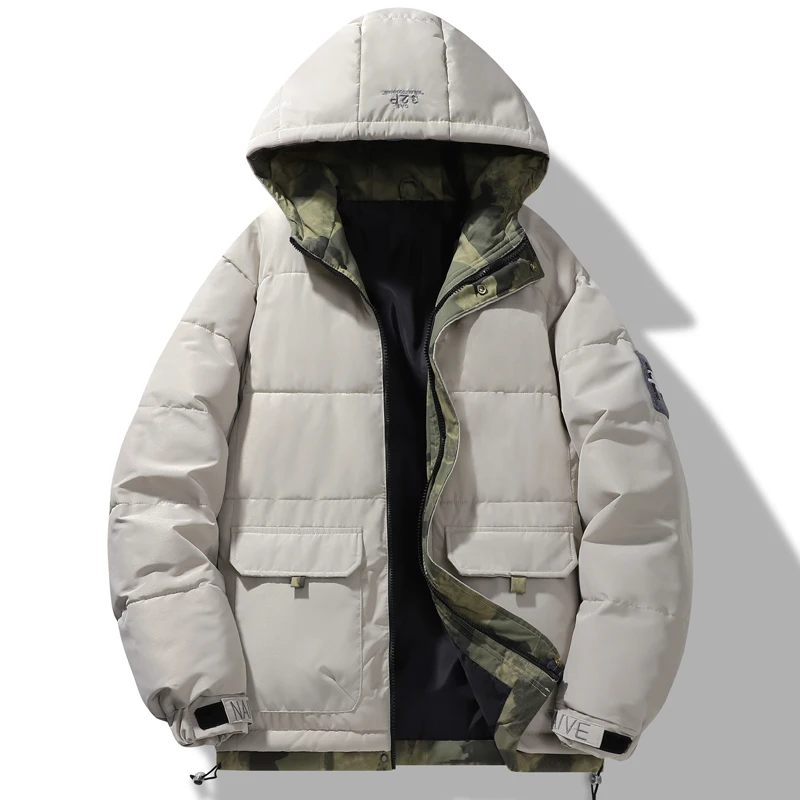 2025 Autumn Winter Loose Youth Cotton Padded Jacket Men Solid Color Parkas Winter Puffer Jackets Male Student Warm Parka Coat