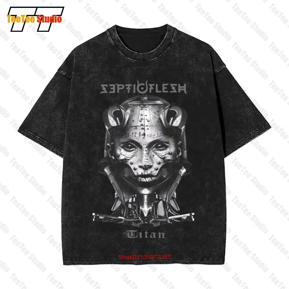 Septicflesh Vintage Oversized T-Shirt Titan Head Band Logo 9C4J