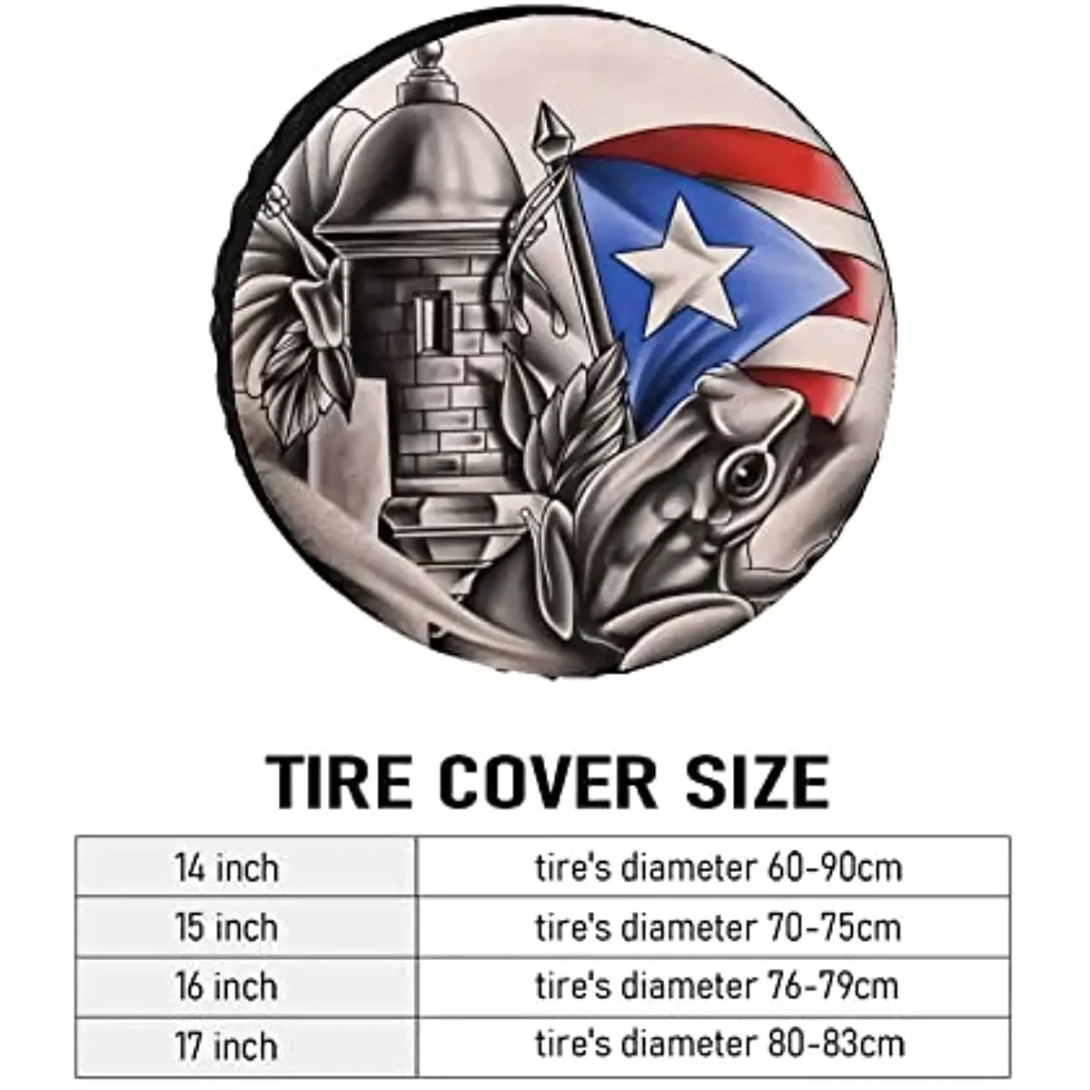 Puerto Rico Puerto Rican Flag Spare Tire Cover Wheel Protectors Water Dust Proof Universal Fit for Trailer Rv SUV Truck Camper T