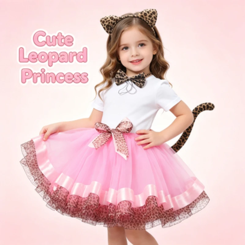 Girls' Double-Layer Tulle Tutu Skirt, Halloween Animal Series Performance Dress, Toddler Stage Performance Casual Half Skirt