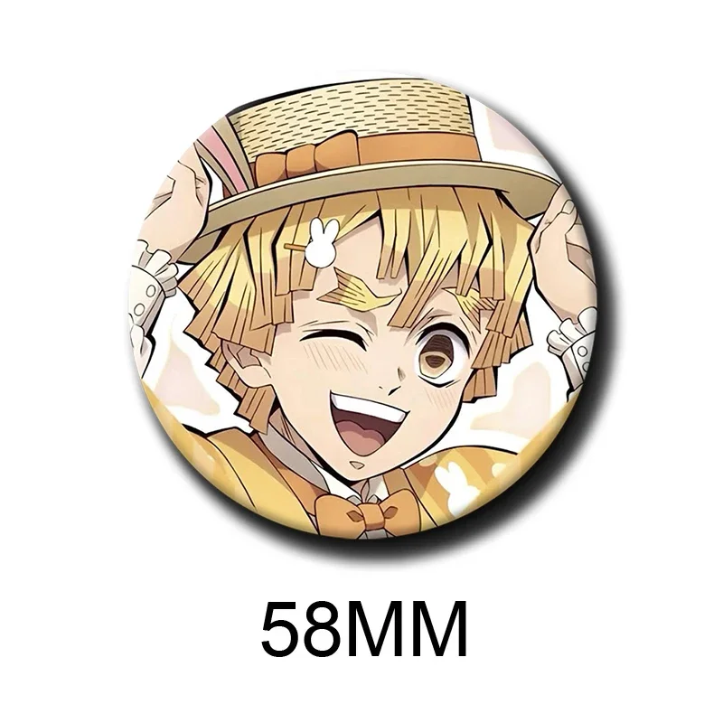 58mm Cartoon Character Agatsuma Zennitsu Soft Button Pin Demon Anime Brooch Creative Badge for Backpack Clothes Decoration Gift