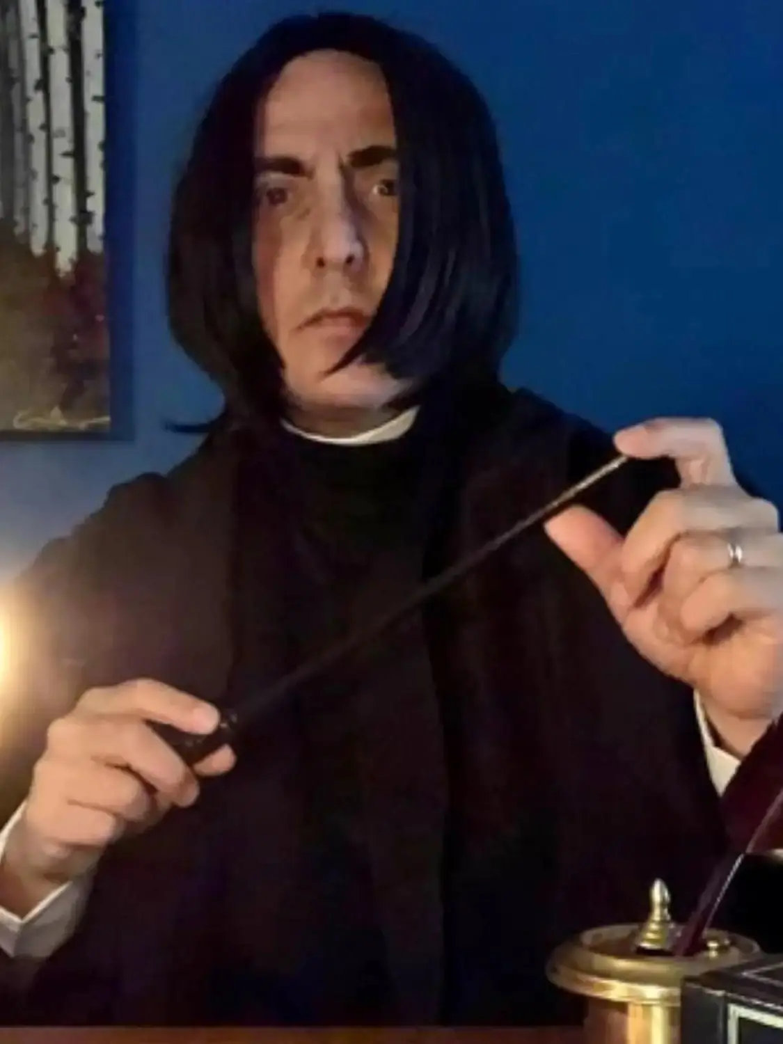 Dark Professor Severus Wizard Costume Wig Long Black Mens Wigs Michael Vincent Jackson Vega Ron Ed Boy Wizard Wigs For Adults