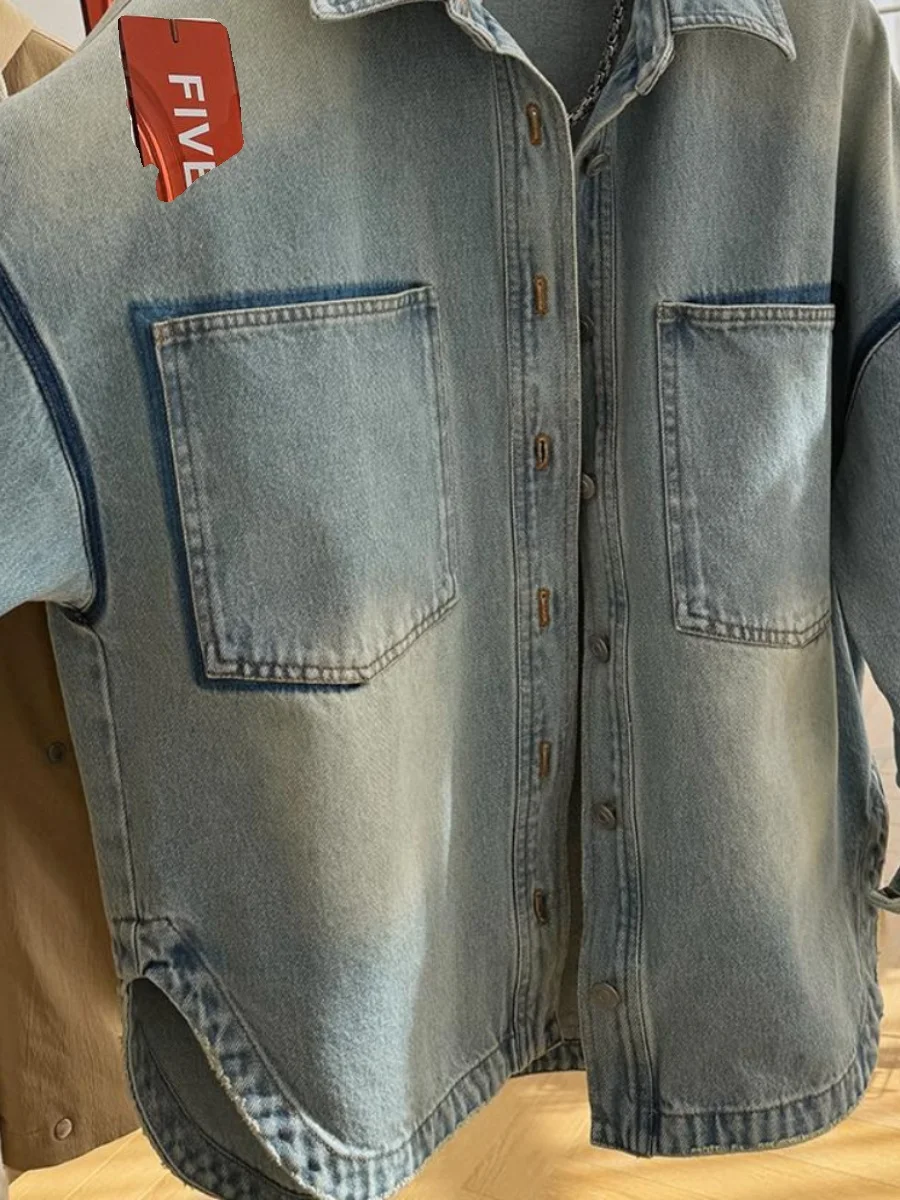 

Extra Large 300 Pou Retro Design High-End Casual Loose Denim Jaet Women Ele Spring Autumn Jaet Polyester Fiber