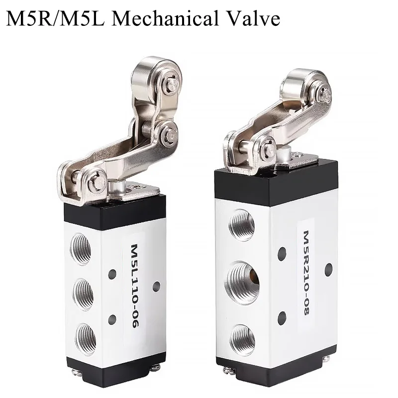 Vanne de commande pneumatique M5R210-08, vanne mécanique à rouleaux M5R110-06, vanne de commutation 2 positions 5 voies à réinitialisation automatique M5L210-08