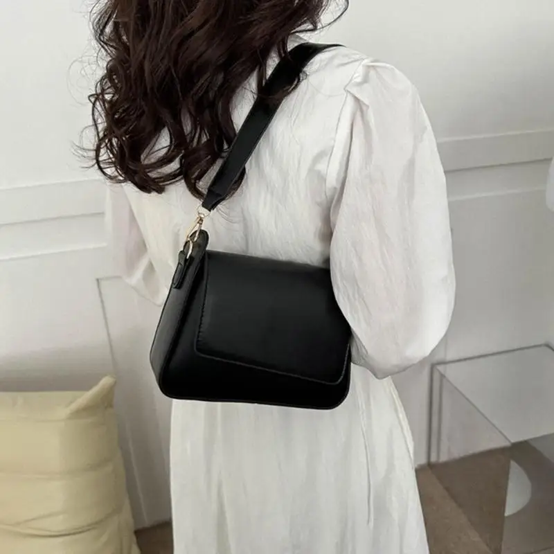 D46D Women Underarm Bags Ladies Solid Satchel Bags Sling Bag Shoulder Bag