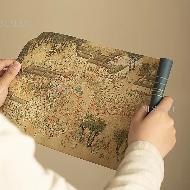 Waterproof Tea Towel Chinese Style Along The River During The Qingming Festival Dry Tea Table Teapot Tea Cup Insulation Pad