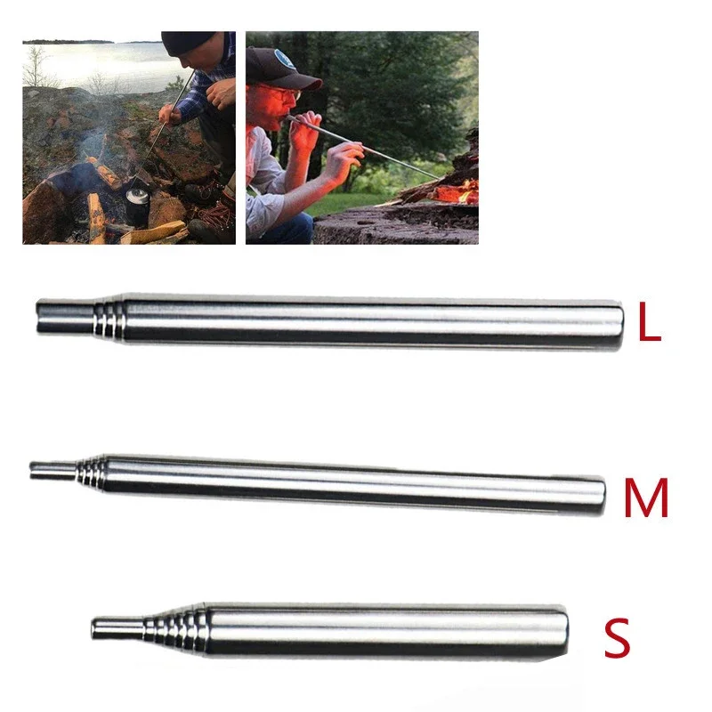 New Retractable Blow Fire Tube Outdoor Camping Portable Mouth Blowpipe Foldable Outdoor Camping Equipment Fire Starter Tube Tool