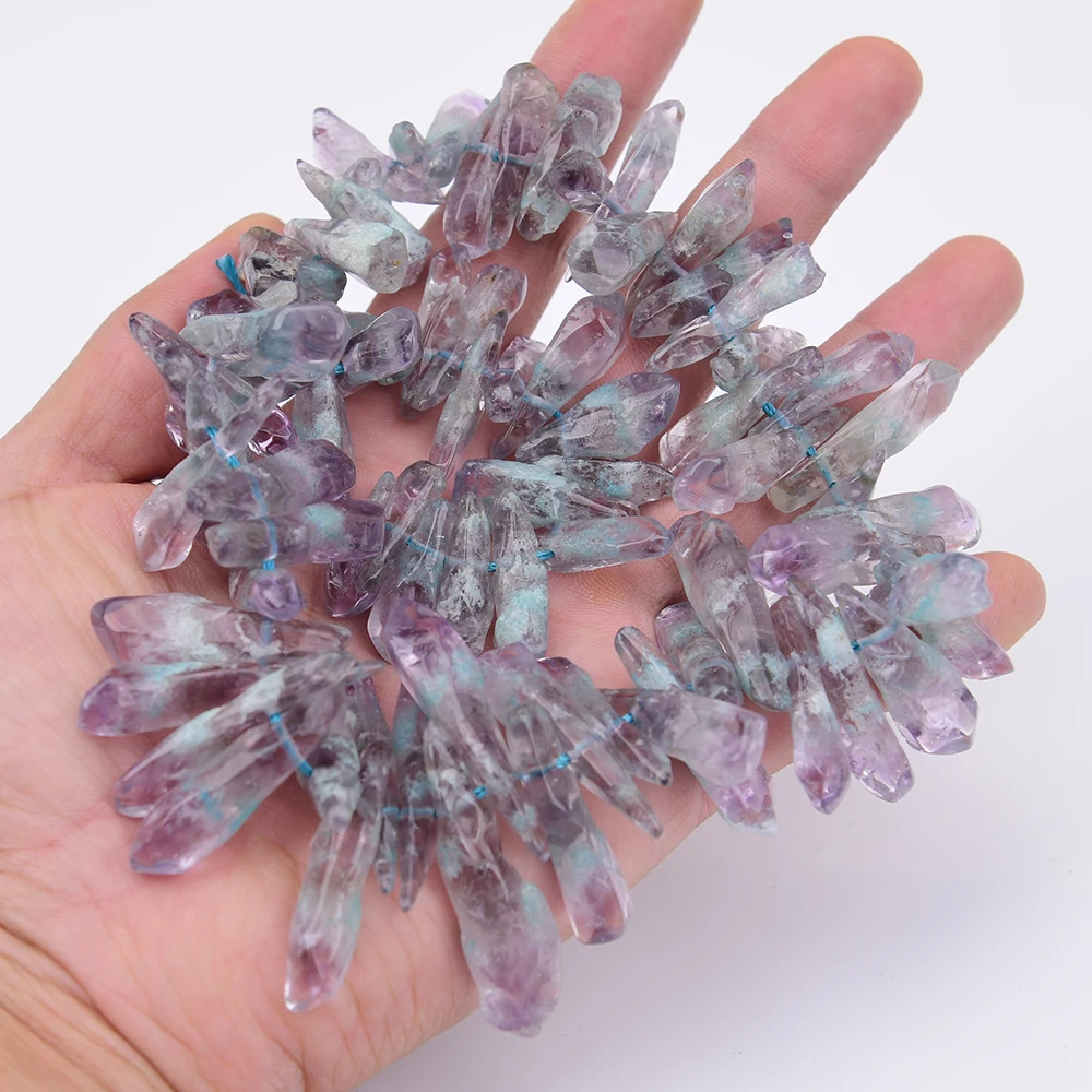 APDGG Natural Amethyst With blue quartz crystal side hole semi precious ston Loose Beads Jewelry Making DIY