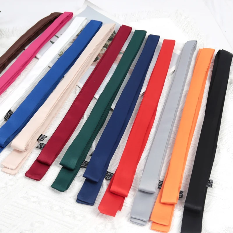 160cm X 2.5cm Long Skinny Brand Bag Scarf for Women Head Handle Silk Scarves Wraps Satin Neck Tie Ribbons Headbands Neckerchief