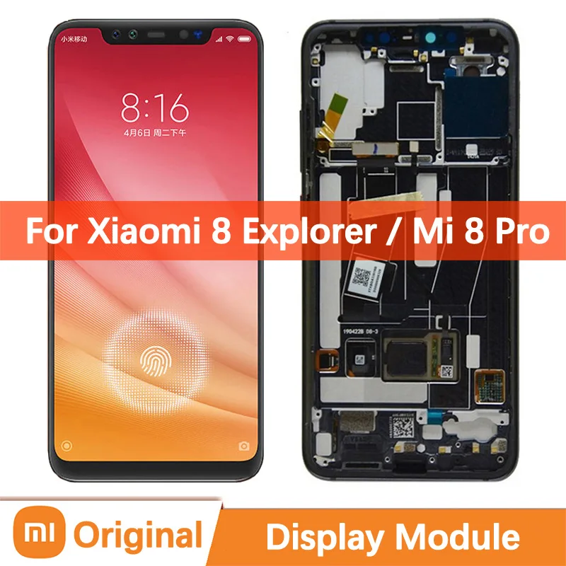 

6.21"Original AMOLED Display For Xiaomi Mi 8 Pro Screen Touch Panel Screen Digitizer Assembly M1807E8A Mi 8 Explorer Replacement