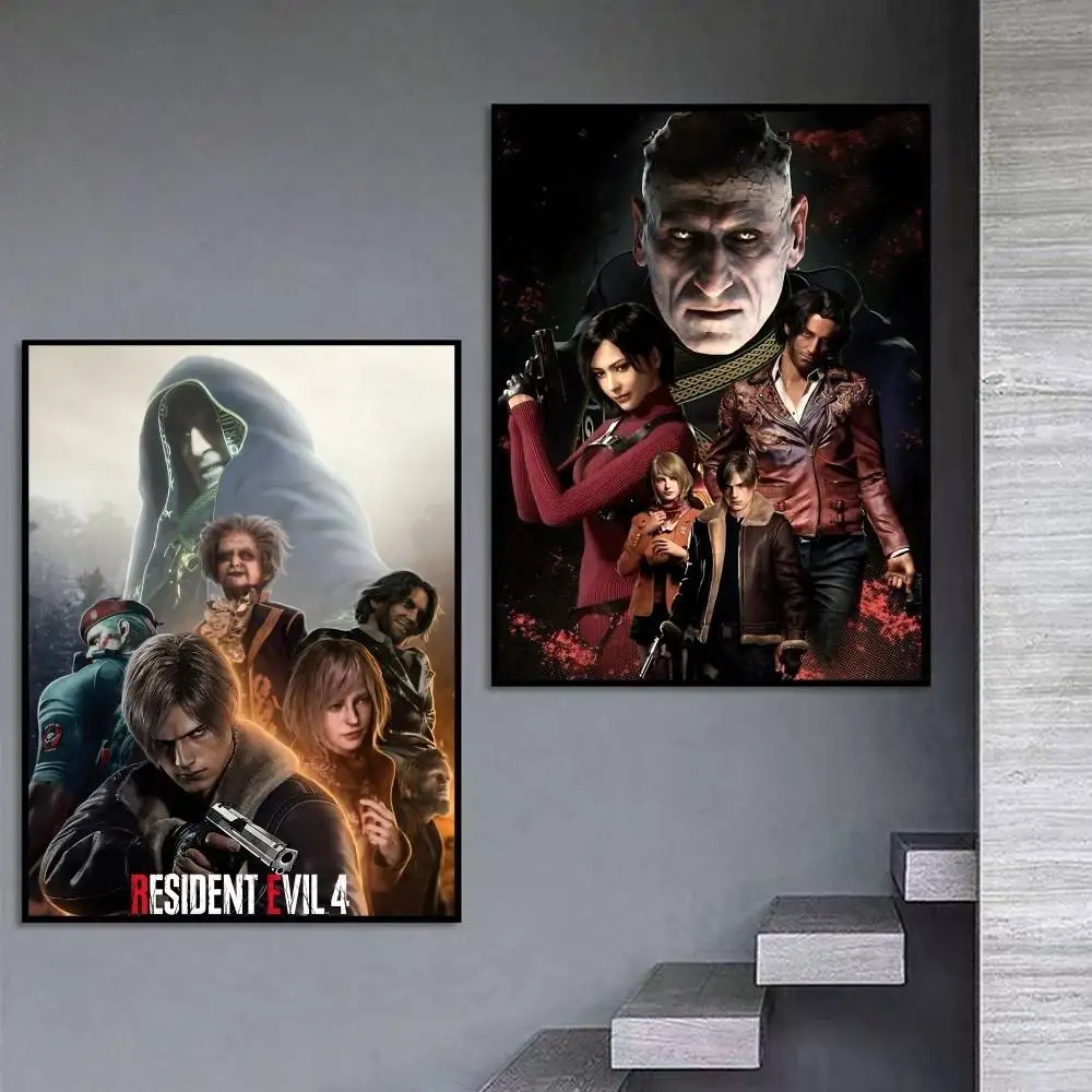 RE-R Game R-Resident Evil 4 Remake  Poster Self-adhesive Art Waterproof Paper Sticker Coffee House Bar Room Wall Decor