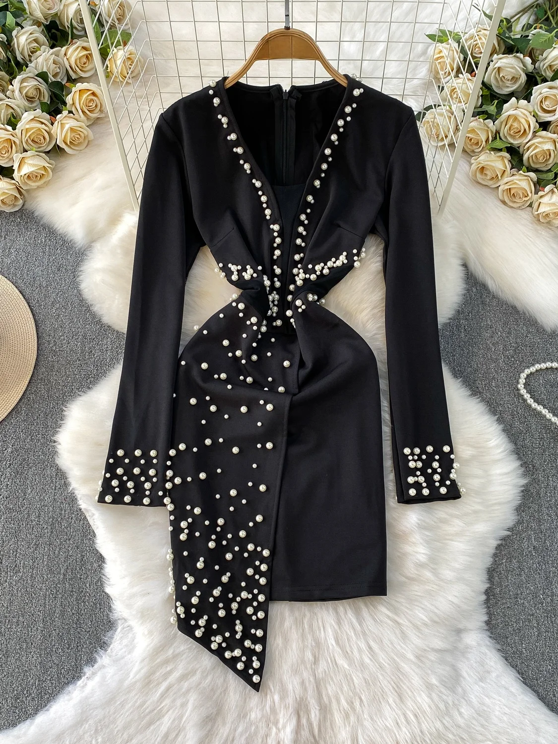 

Ele V-Ne, расшитая бисером и пайетками Me Dr, женская утягивающая асимметричная длинная юбка-трапеция с высокой талией, антибальное платье