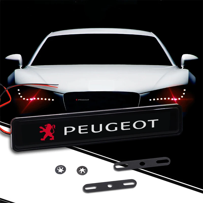 Luz decorativa LED para capó delantero de coche, insignia emblema para parrilla, decoración para Peugeot 407 3008 307 308 206 508 208 207 607 106 301 408 5008