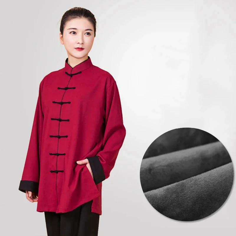 

Winter Linen Velvet Kung Fu Tai Chi Clothing Thicken Martial Arts Clothes Taiji Wushu Uniform Wing Chun Warm