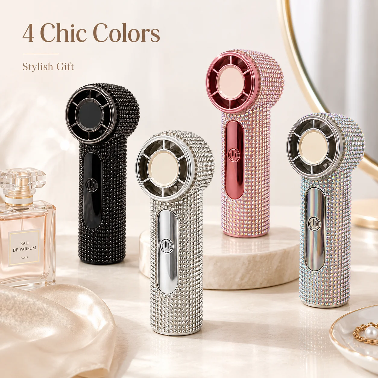 High Speed Handheld Fan 100 Level Portable Mini Fan Diamond Studded LED Digital Display Type C USB Outdoor Ice Cooling Fans ﻿
