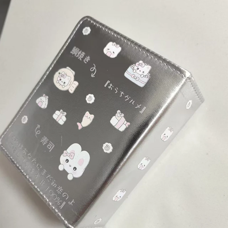 32 PP Pockets Silver PU kitten Photo Card Pouch Style Album for 2.9x3.9 Inch Mini Handy Instax Name Card K-pop Star Album