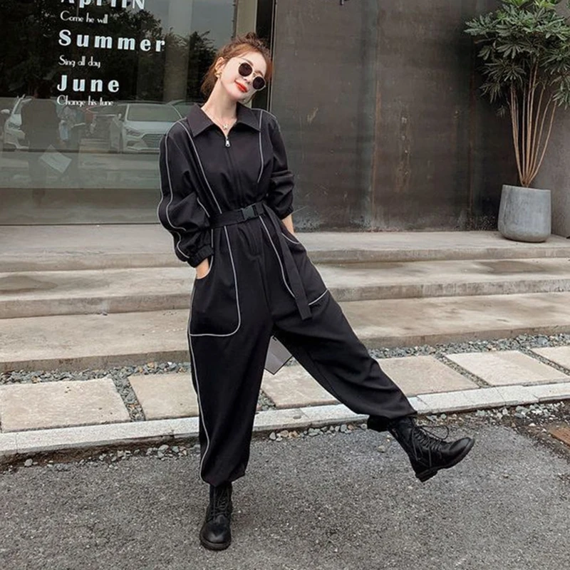 Vrouwen Jumpsuit Lente Herfst Nieuwe Losse Haren Stijl Rompertjes Casual Mode Grote Maat Wijde Pijpen Overalls Dames Retro Jumpsuit