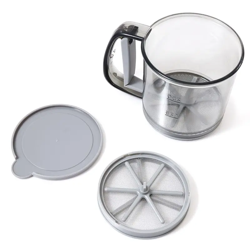 AEE4-Semi-Automatic Flour Sifter, Transparent Non-Stick Sieve For Baking, Essential Kitchen Gadget And Accessory