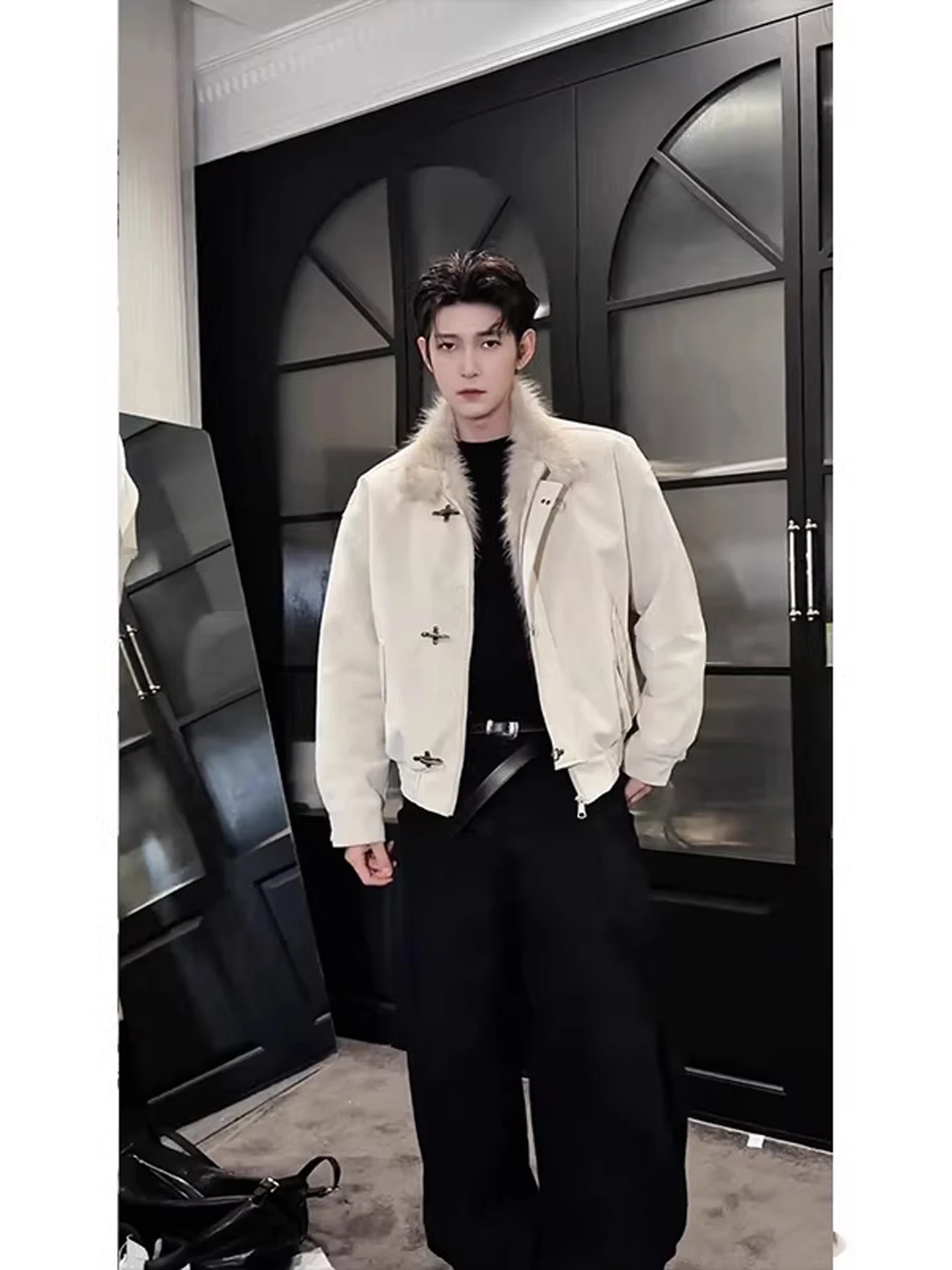 Winter Aosphere Matte Aircrt Bule Stehkragen Herren Baumwolle Jaet American Heavy Street Cooler Baumwollmantel Warm Thi Lo...