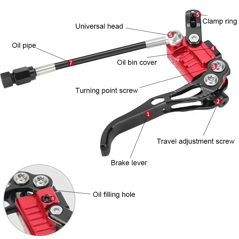 4 piston bicycle hydraulic brakes MTB Disc Brake Set with Brake Lever Calipers for Full Internal Cable routing mountain bike