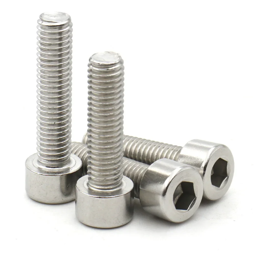 DIN912 5-100pcs M1.6 M2 M3 M4 M5 M6 M8 No Knurled 304 A2-70 Stainless Steel Hexagon Hex Socket Cylinder Cap Head Screw Bolt