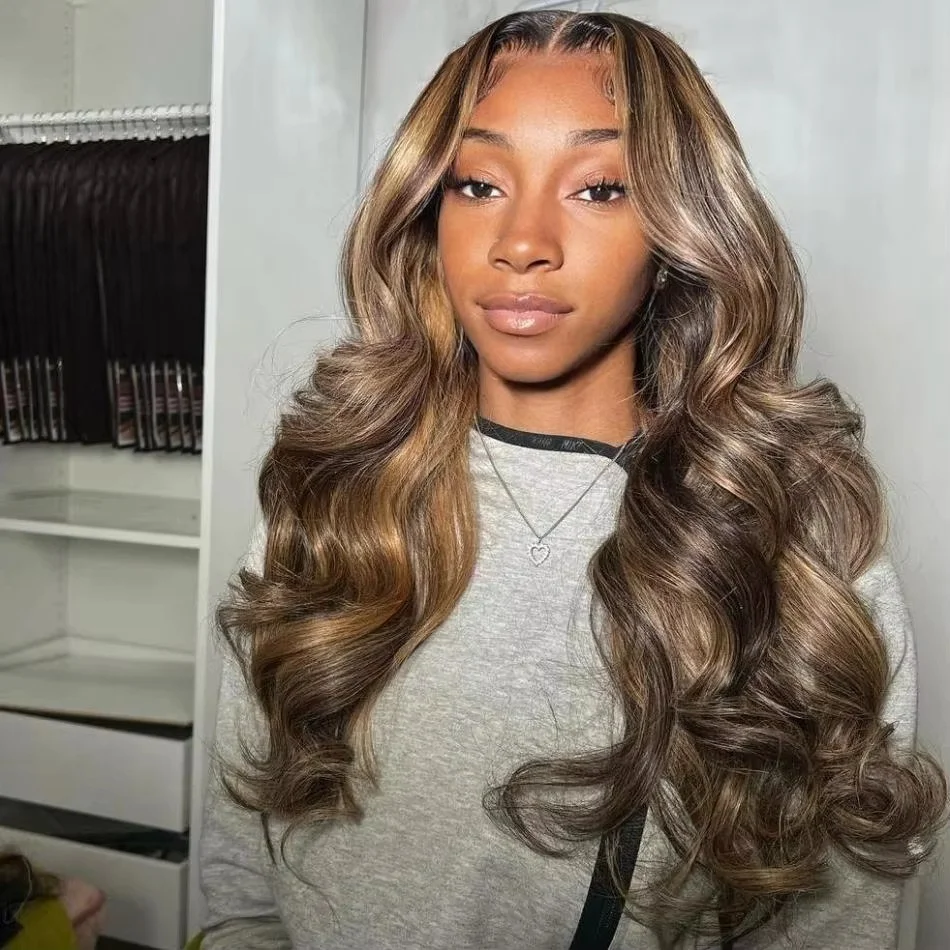 

Парик из натуральных волос с эффектом Body Wave, цветной, 13X4 13X6, HD кружевной фронтальный парик, предварительно сформированный, бразильский, блонд омбре, с кружевной передней частью