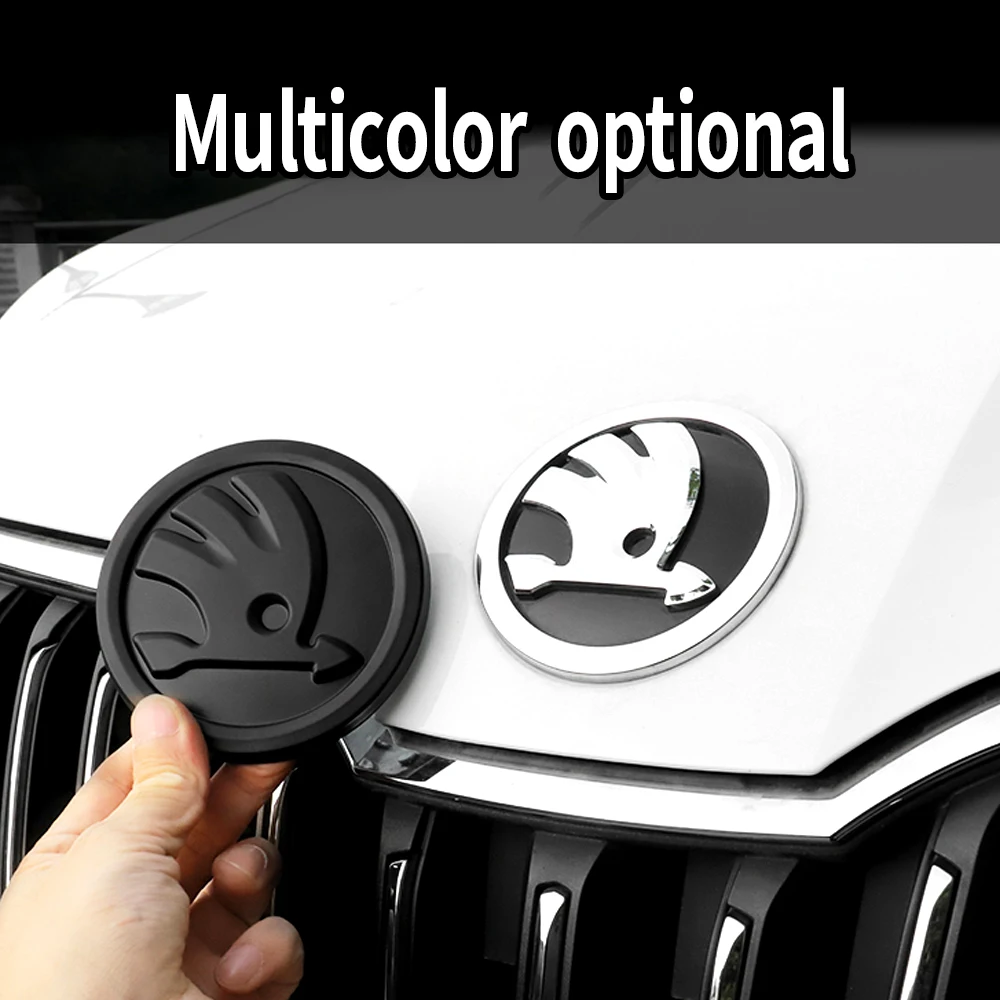 80/90mm Car Front Rear Custom Emblem Stickers for Skoda S Logo Kamiq Octavia A5 A7 RS Kodiaq GT Yeti Vision Auto Accessories