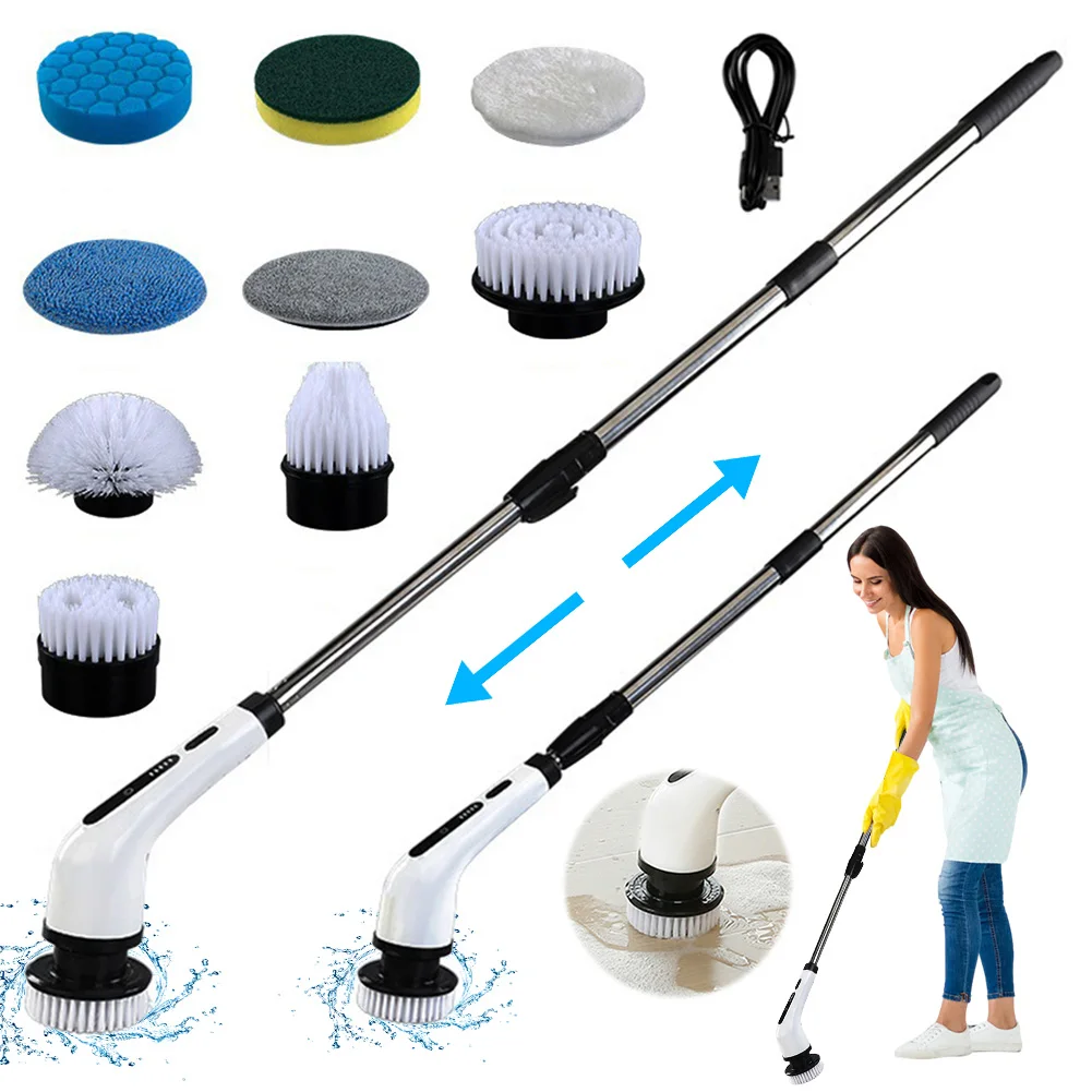 

2-режимная электрическая щетка для чистки, водонепроницаемая щетка для глубокой чистки, ручная щетка для мытья полов для плитки, горшков, ванной комнаты, салона автомобиля