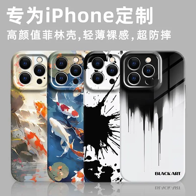 Чехол для IPhone 15, новинка, чехол для телефона Iphone 14 Promax Koi Lotus Pond 13/12 в китайском стиле Xsmax, защитный чехол Xr