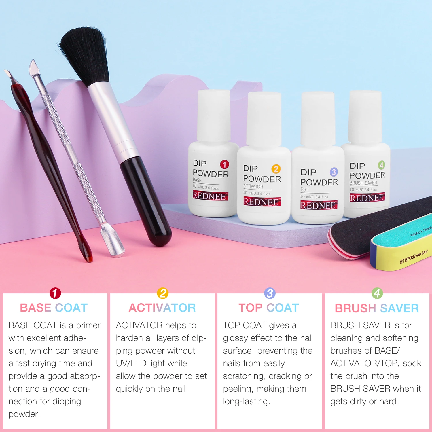 12 لونًا ورديًا مسحوق غمس وقاعدة منشط معطف علوي وأدوات أساسية للمبتدئين بتصميم فني للأظافر هدايا نسائية #5