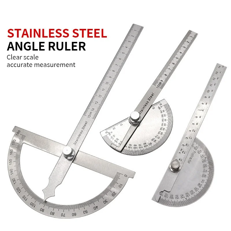 

Angle Ruler Single Arm Stainless Steel 180 Degree Adjustable Semicircular Indexing Gauge Protractor Угломер 각도기 Angle Finder